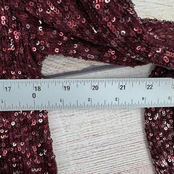 Cable & Gauge Sequined Keyhole Long Sleeve Blouse Womens Small Red Ombre NEW - Picture 11 of 12